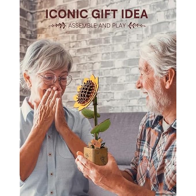 3D WOODEN FLOWER PUZZLE KIT FOR ADULTS  DIY SUNFLOWER MODEL WITH 86 PIECES, CREATIVE BOTANICAL CRAFT SET FOR HOME DECORATION, STRESS RELIEF & EDUCATIONAL GIFT, IDEAL FOR HOUSEWARMING AND RELAXATION - Image 3